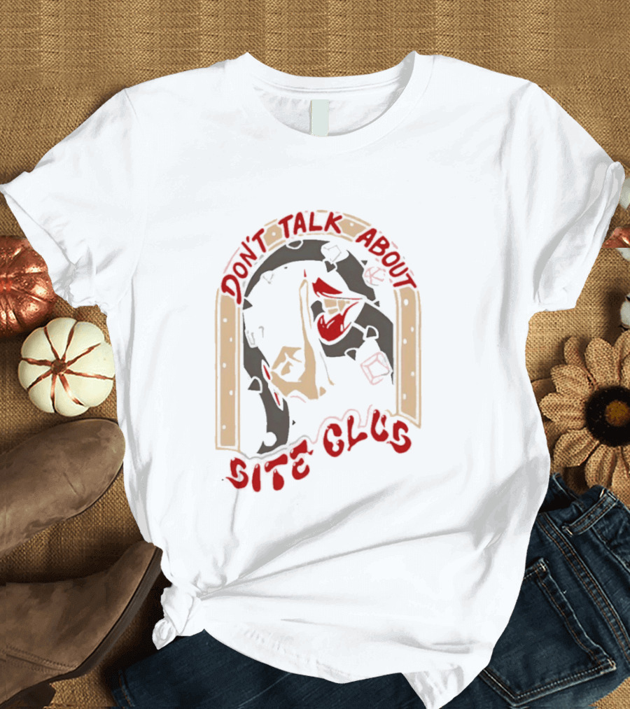 Don't Talk About Bite Club Sealed Lips Finger Gesture T-Shirt