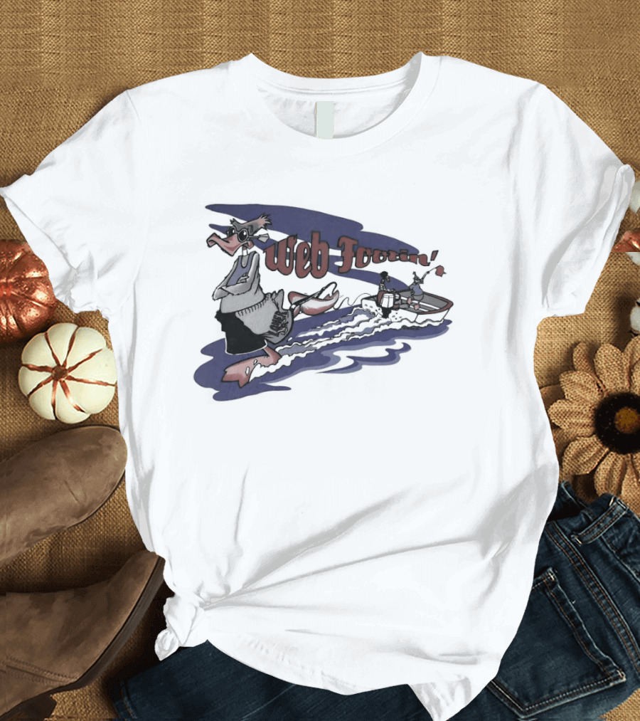 Web Footin' Cartoon Duck Boating Adventure T-Shirt