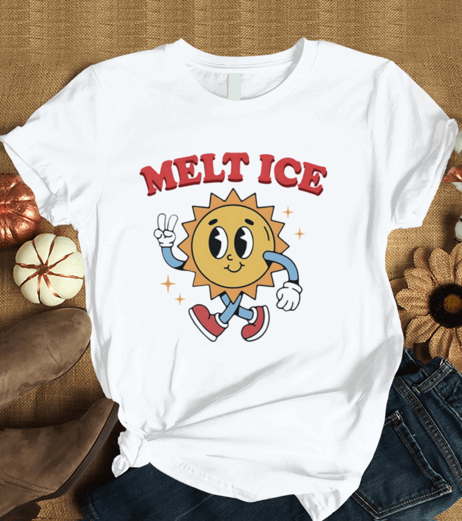 Melt ICE Peace Sign Sun Cartoon T-Shirt