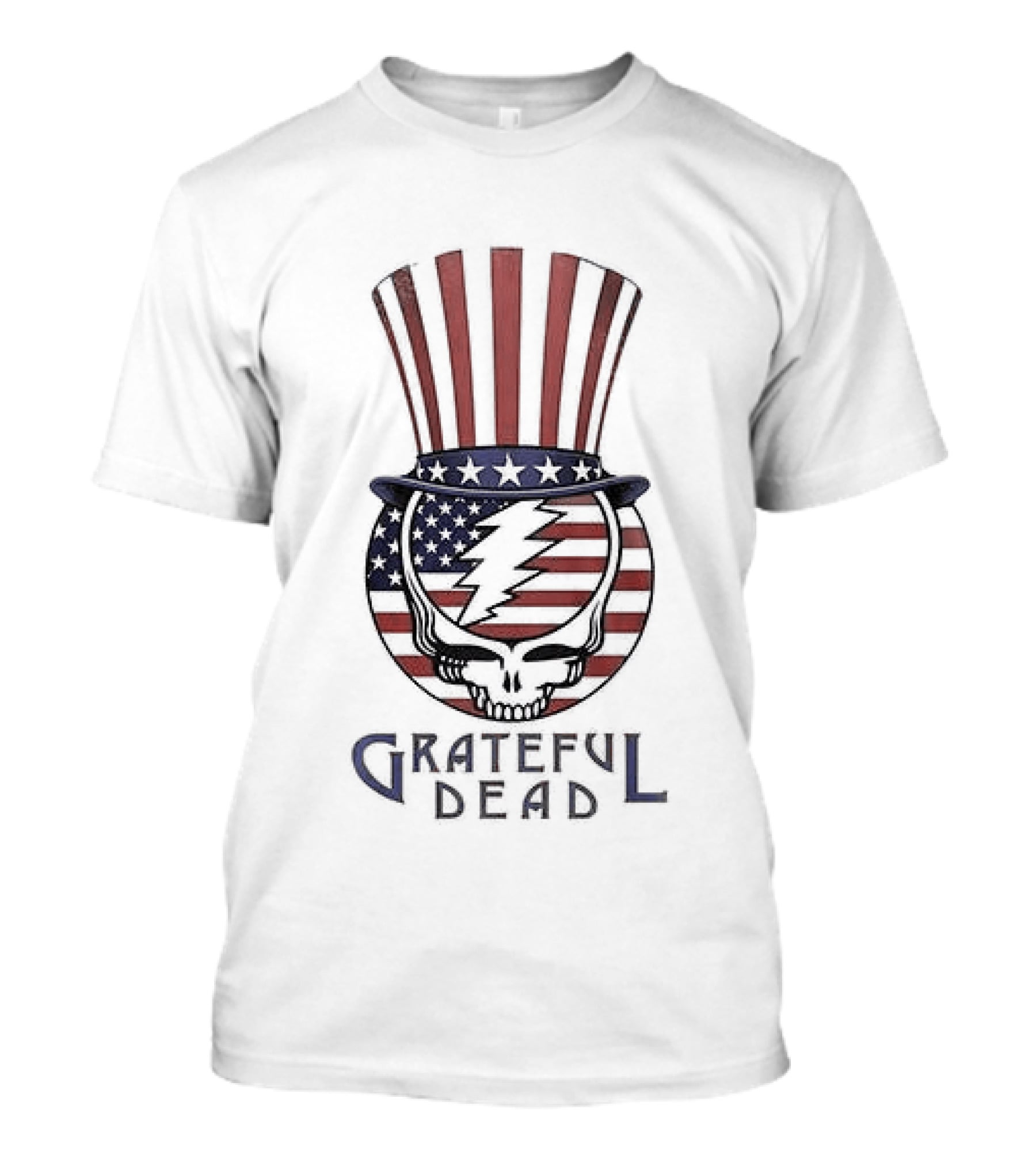 Grateful Dead American Flag Skeleton Uncle Sam Hat T-Shirt