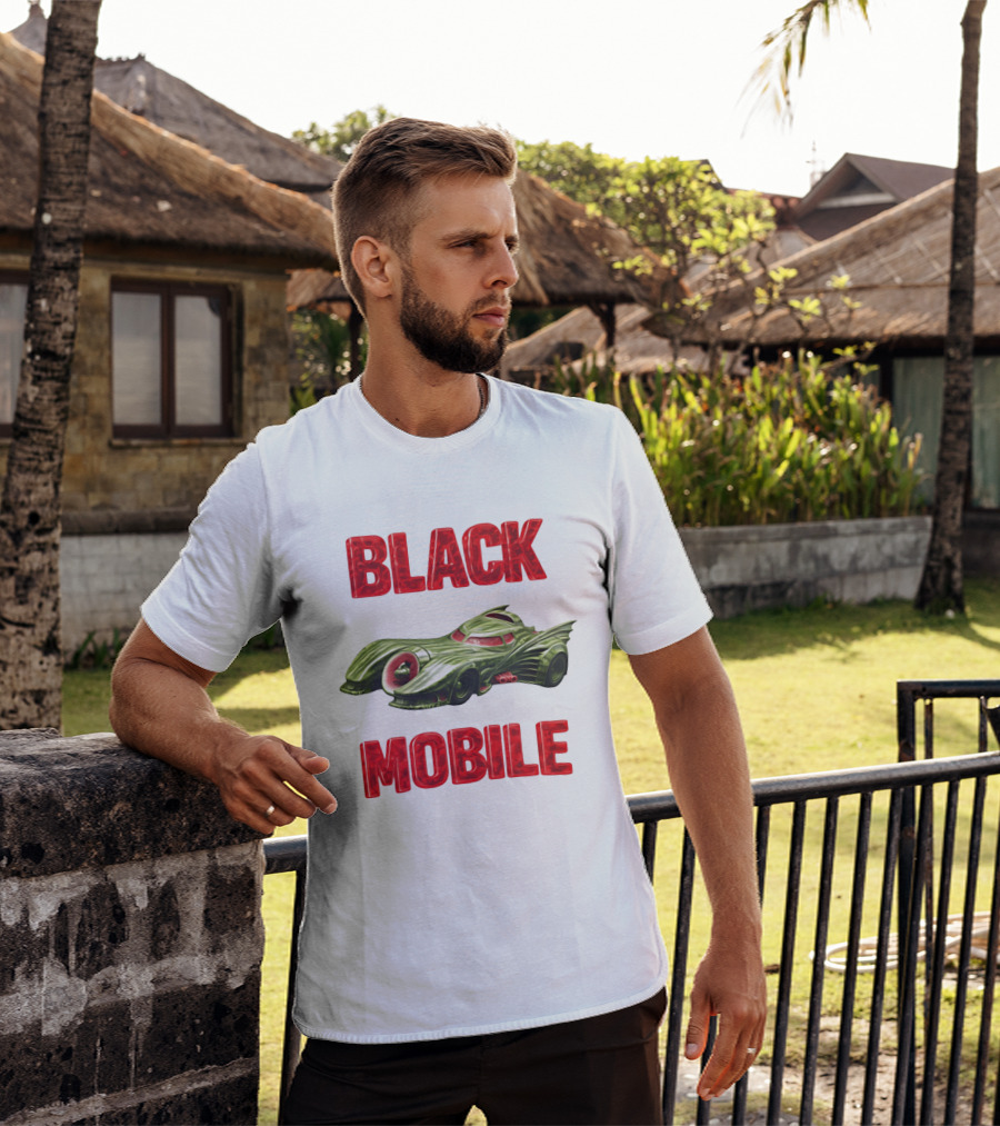 BLACK MOBILE Car Retro Inspired Vehicle T-Shirt