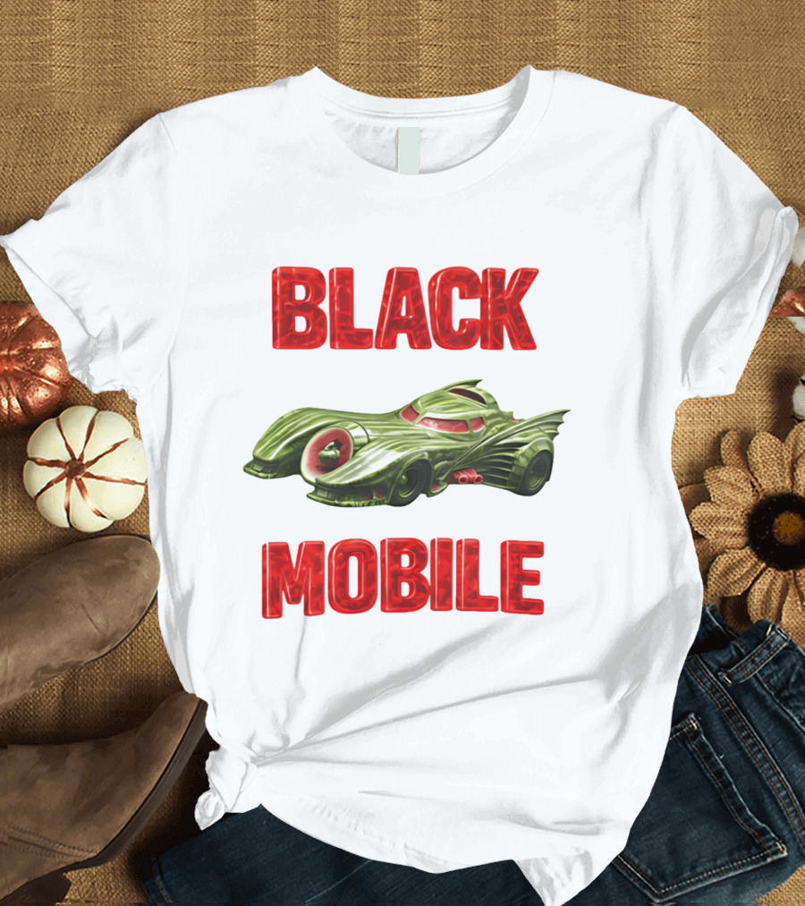 BLACK MOBILE Car Retro Inspired Vehicle T-Shirt