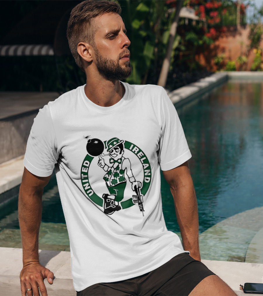 Boston Celtics United Ireland Mascot Holding Traditional T-Shirt