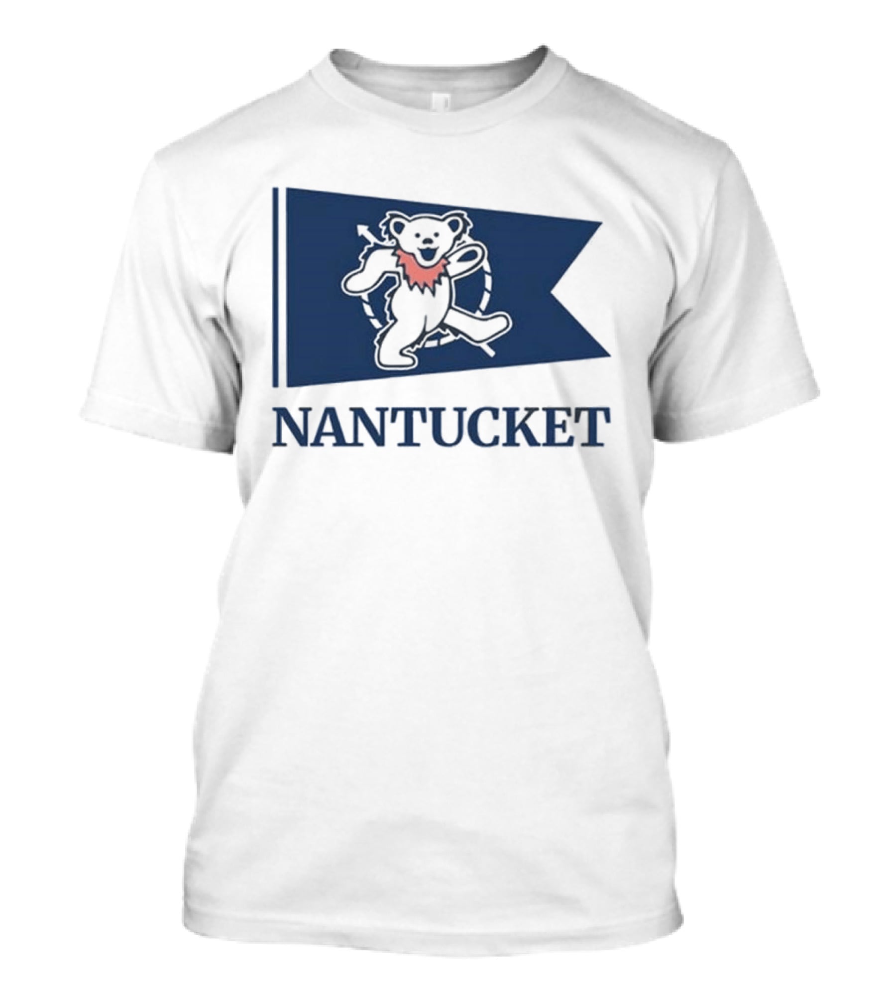 Nantucket Bear With Flag And Pink Scarf T-Shirt