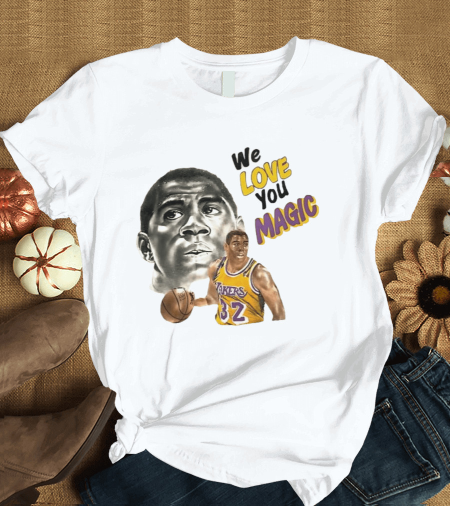 Los Angeles Lakers Magic Johnson We Love You Magic 32 Basketball Legend T-Shirt