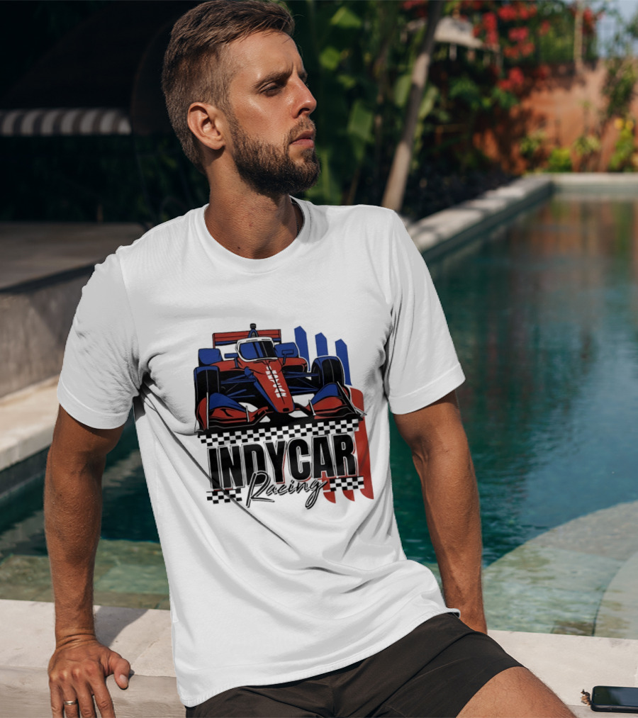 Indycar Racing Racecar Checkered Flags T-Shirt