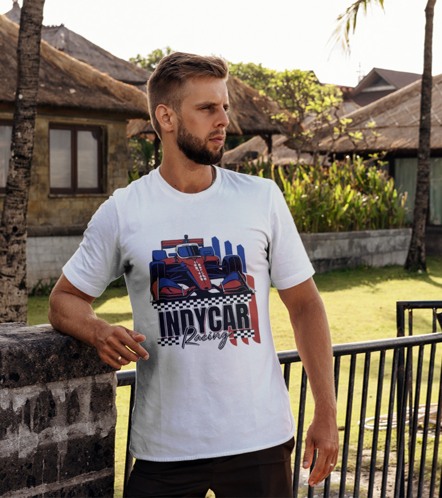 Indycar Racing Racecar Checkered Flags T-Shirt