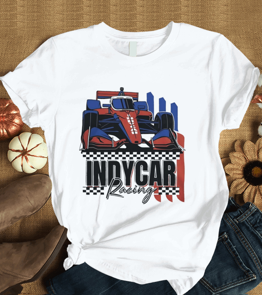 Indycar Racing Racecar Checkered Flags T-Shirt