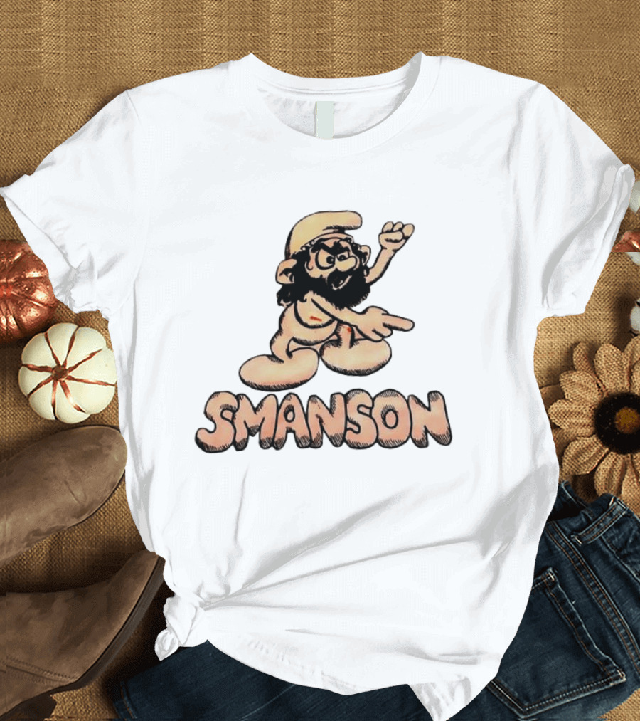 Smanson Smurf X Charles Manson Character Mashup T-Shirt