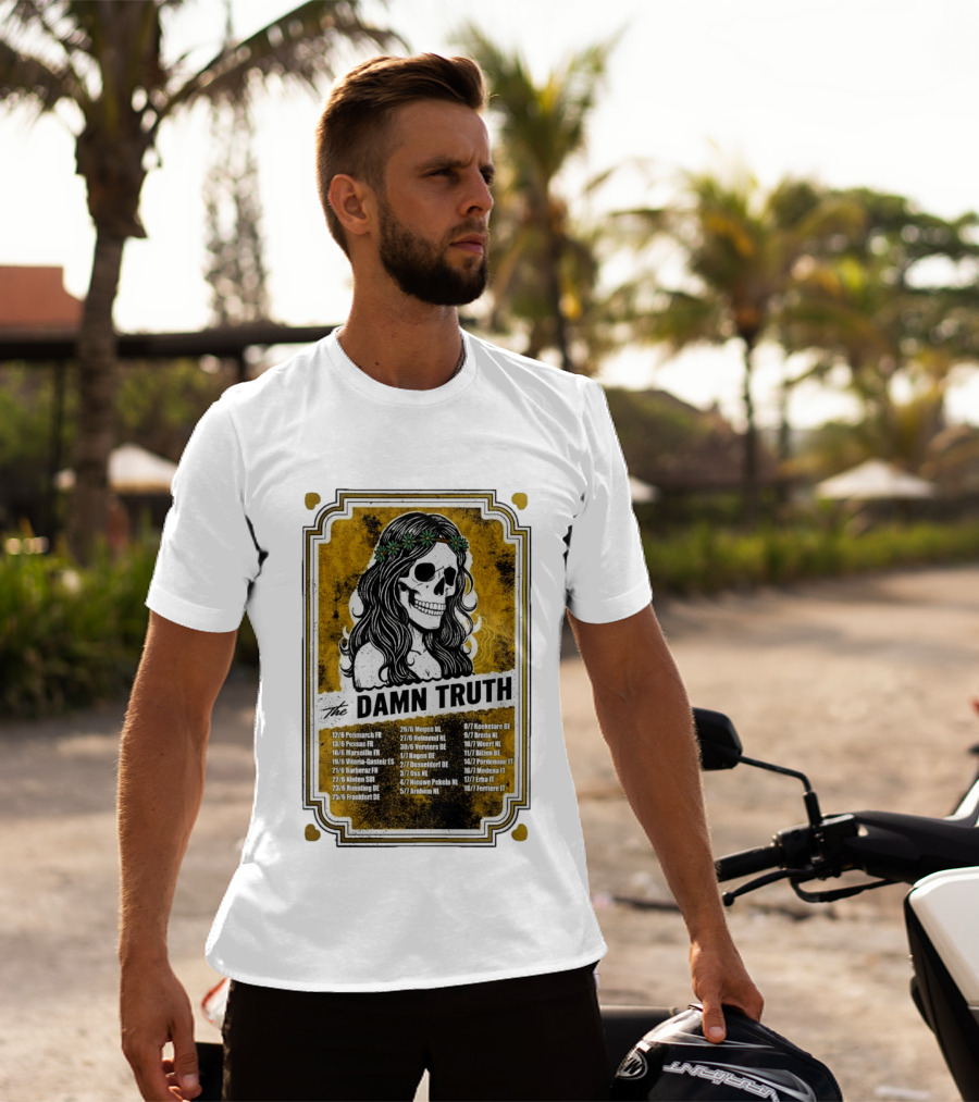 The Damn Truth 2026 European Tour Skull Art Dates France Germany Italy Belgium Netherlands T-Shirt