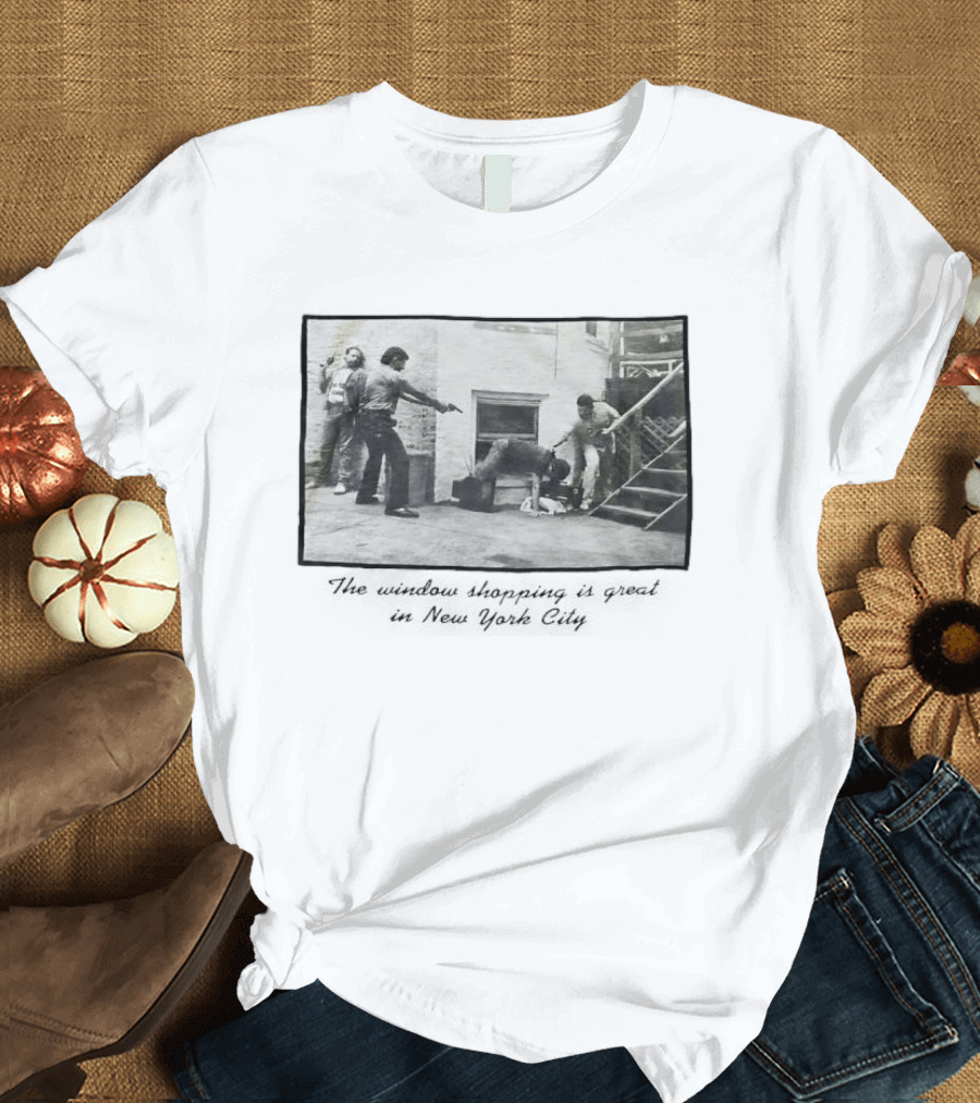 New York City Vintage Scene: Satirical Take On Urban Window Shopping T-Shirt