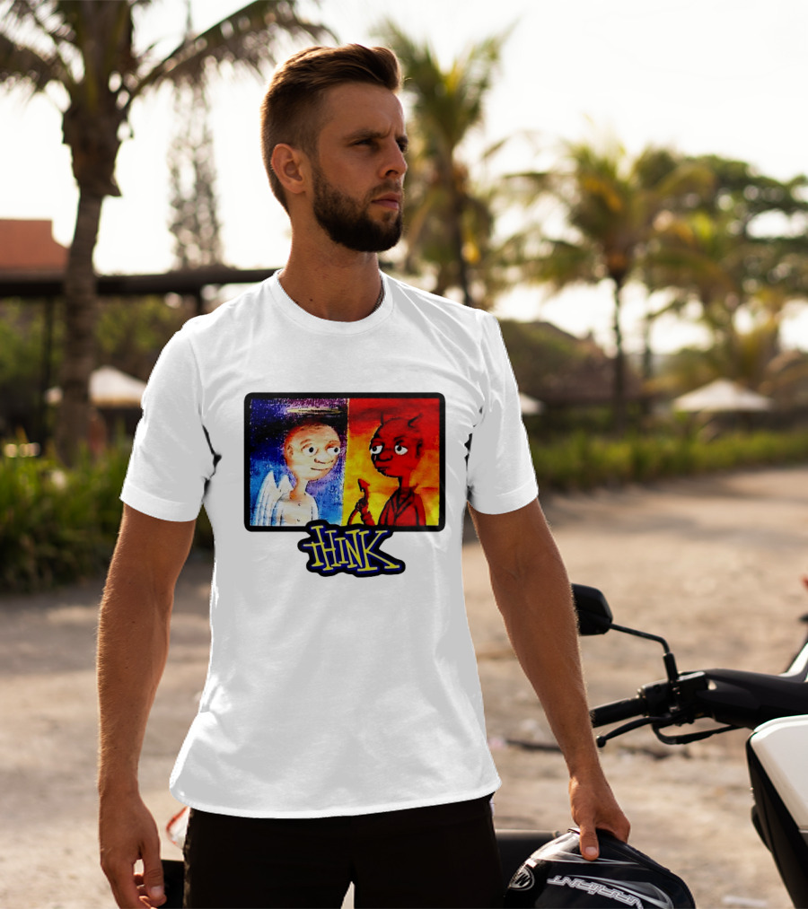 90s Classic Think Angel Vs Devil Cartoon TV Skateboard T-Shirt