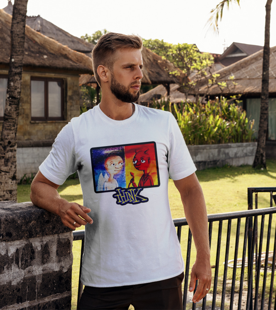 90s Classic Think Angel Vs Devil Cartoon TV Skateboard T-Shirt