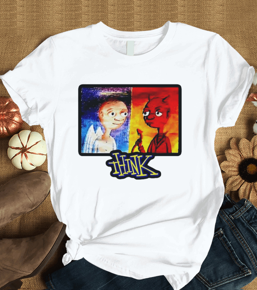 90s Classic Think Angel Vs Devil Cartoon TV Skateboard T-Shirt