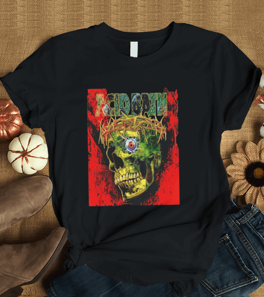 Acid Bath Skull Crown Of Thorns Red T-Shirt