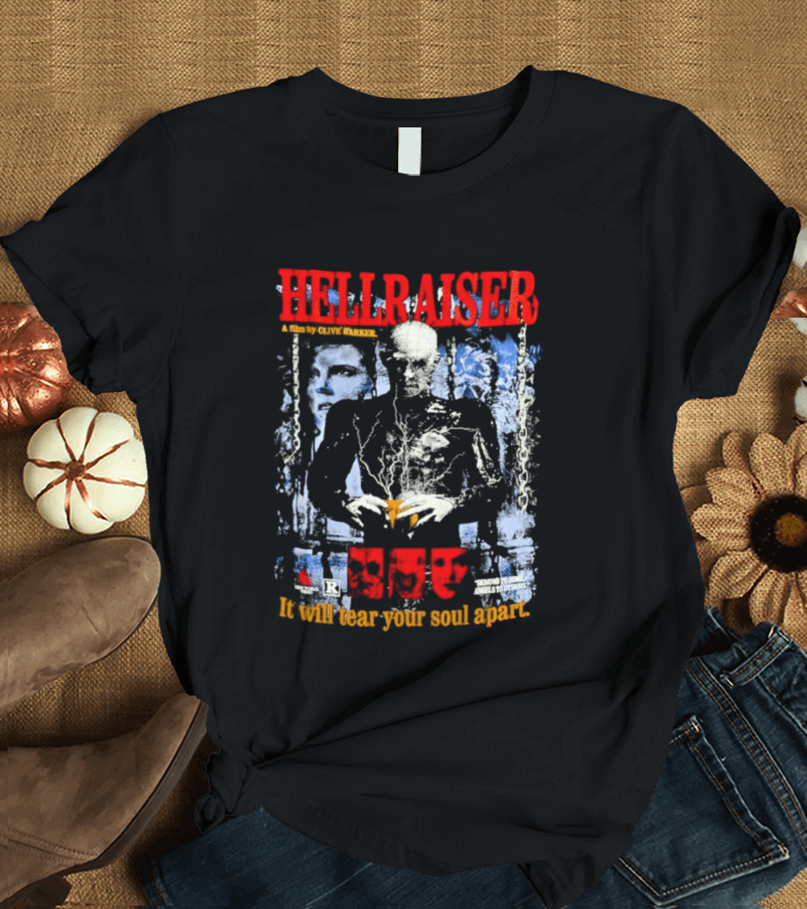Hellraiser A Film By Clive Barker It Will Tear Your Soul Apart Pinhead Horror T-Shirt