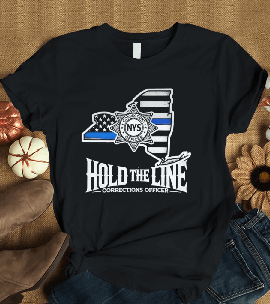 Hold The Line NYS Corrections Officer Blue Line T-Shirt