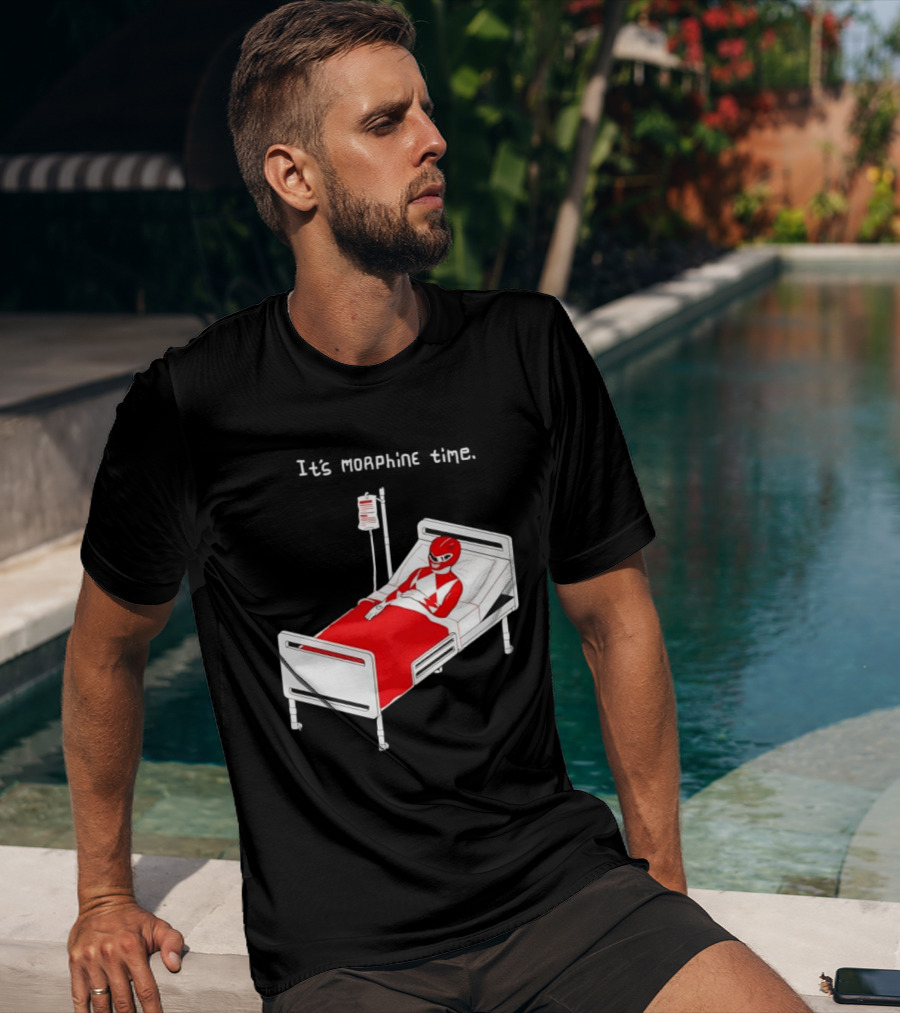 Red Ranger It's Morphin Time Power Rangers On Hospital Bed Scene T-Shirt