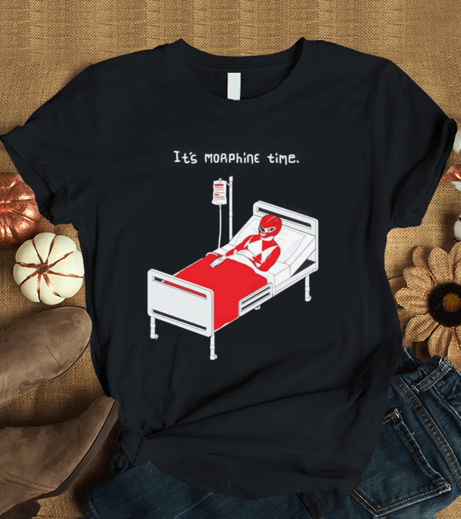 Red Ranger It's Morphin Time Power Rangers On Hospital Bed Scene T-Shirt