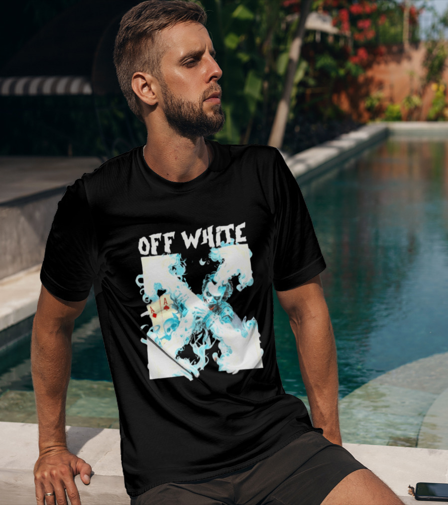 OFF WHITE Joker Blue Flame Ace Cards T-Shirt