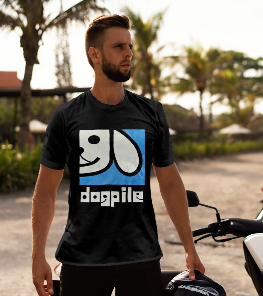 90s Dogpile Logo With Smiling Dog Face T-Shirt