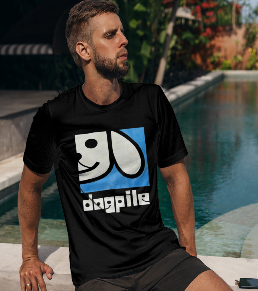 90s Dogpile Logo With Smiling Dog Face T-Shirt