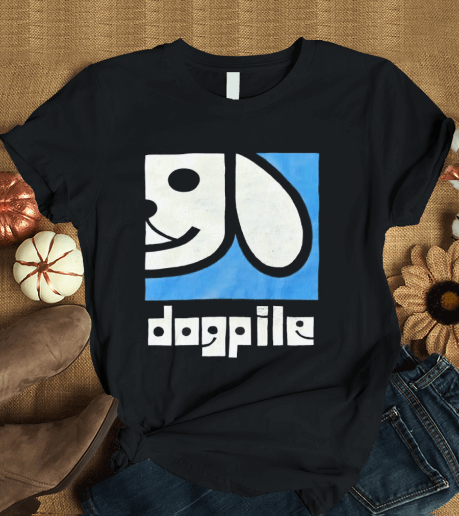 90s Dogpile Logo With Smiling Dog Face T-Shirt