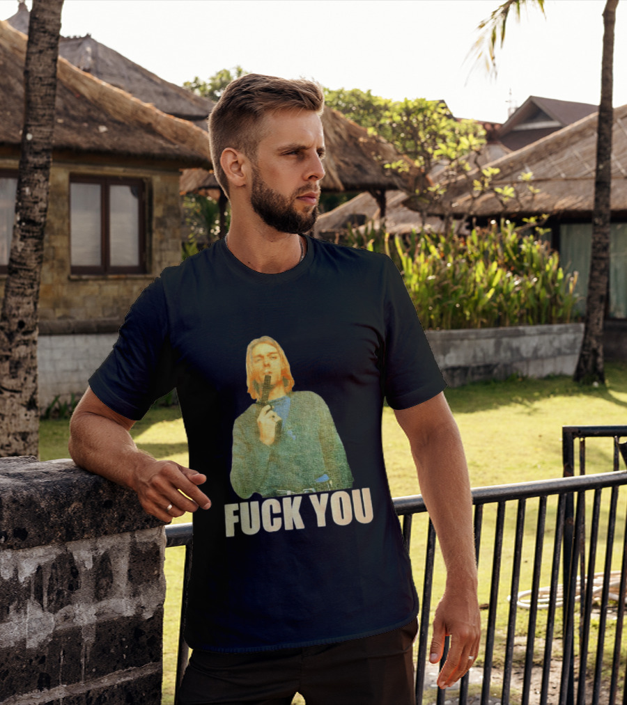 Kurt Cobain Fuck You Gun Image T-Shirt