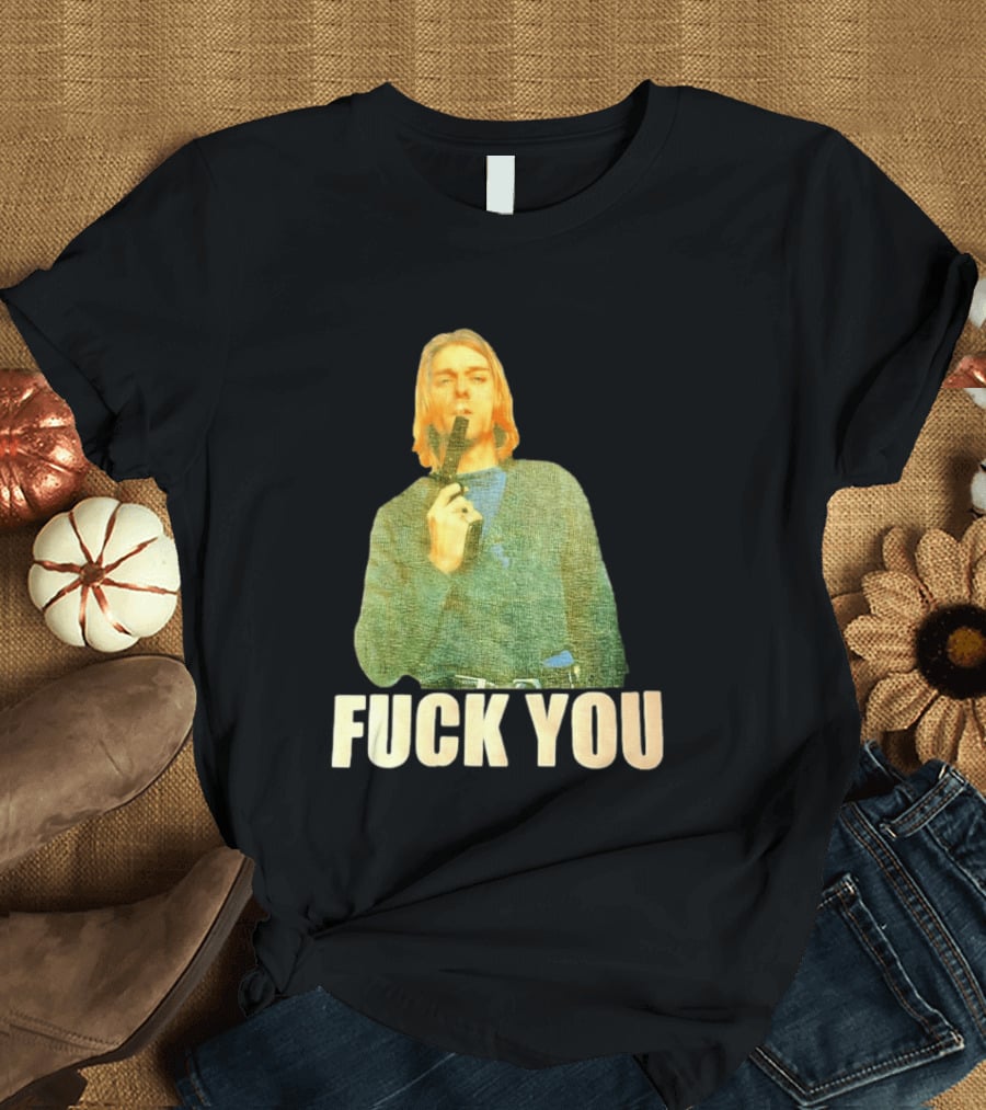 Kurt Cobain Fuck You Gun Image T-Shirt