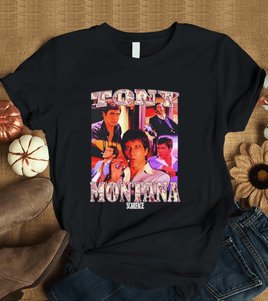 Tony Montana Scarface Movie Collage 80s Film T-Shirt