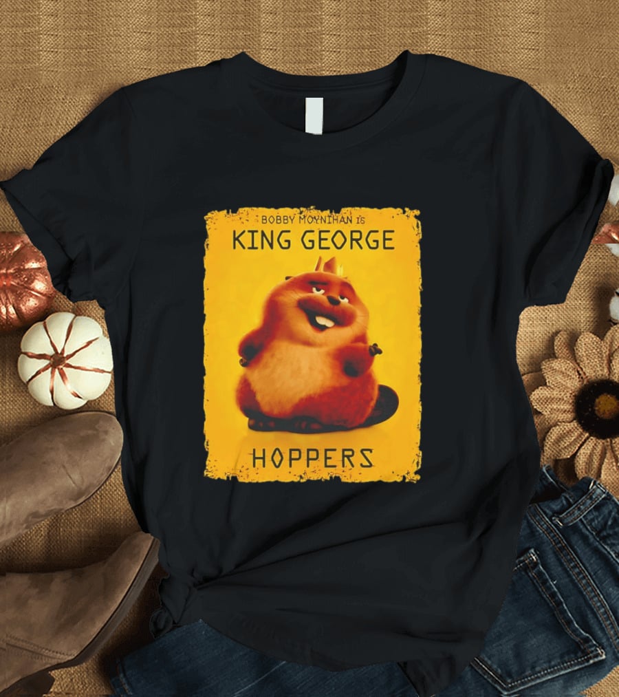 Bobby Moynihan Is King George Hoppers Smiling Cartoon Character With Crown On Orange T-Shirt