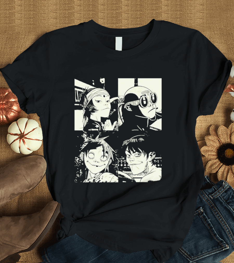 Gorillaz 2D Murdoc Niccals Noodle Russel Hobbs Animation T-Shirt