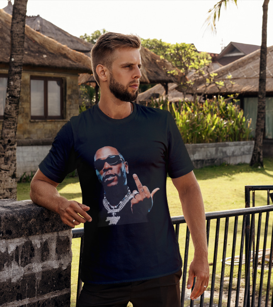 Burna Boy Middle Finger Gesture Bold Jewelry And Sunglasses Look T-Shirt