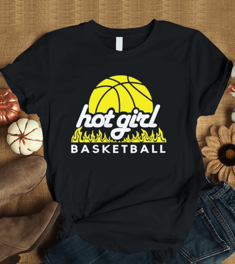 Hot Girl Basketball Fiery Yellow Basketball Flame T-Shirt