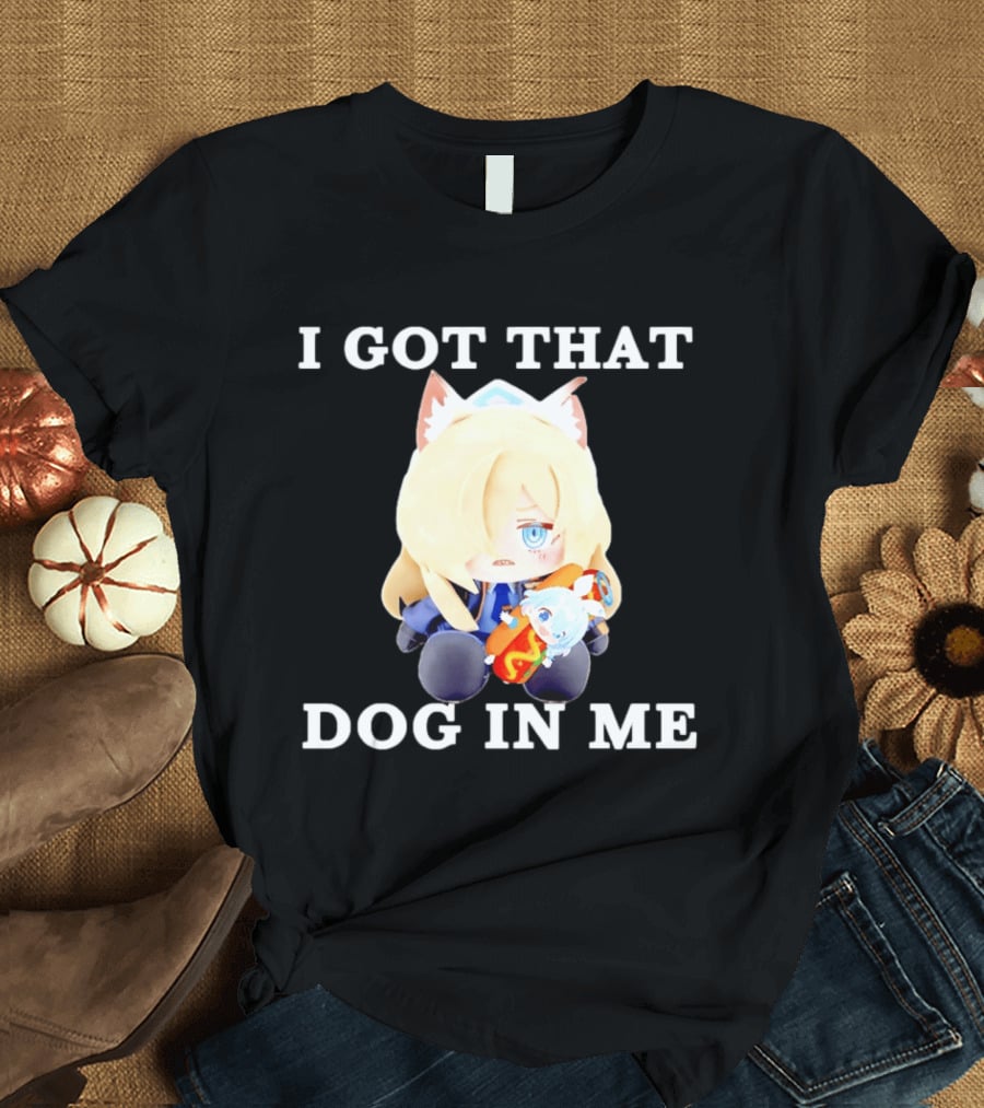 Chocopuni Plushie Kanna Ogata Holding Hot Dog I Got That Dog In Me T-Shirt