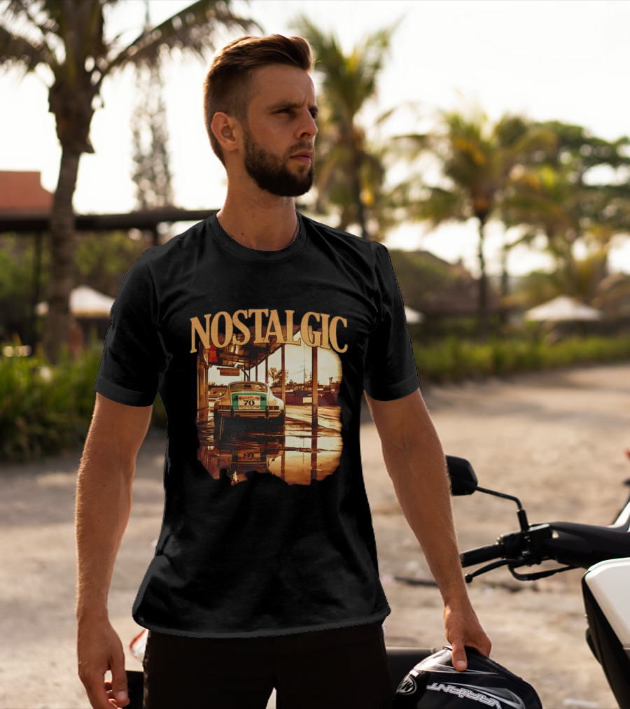 Nostalgic Vintage Car Rear View With Racing Number 70 T-Shirt