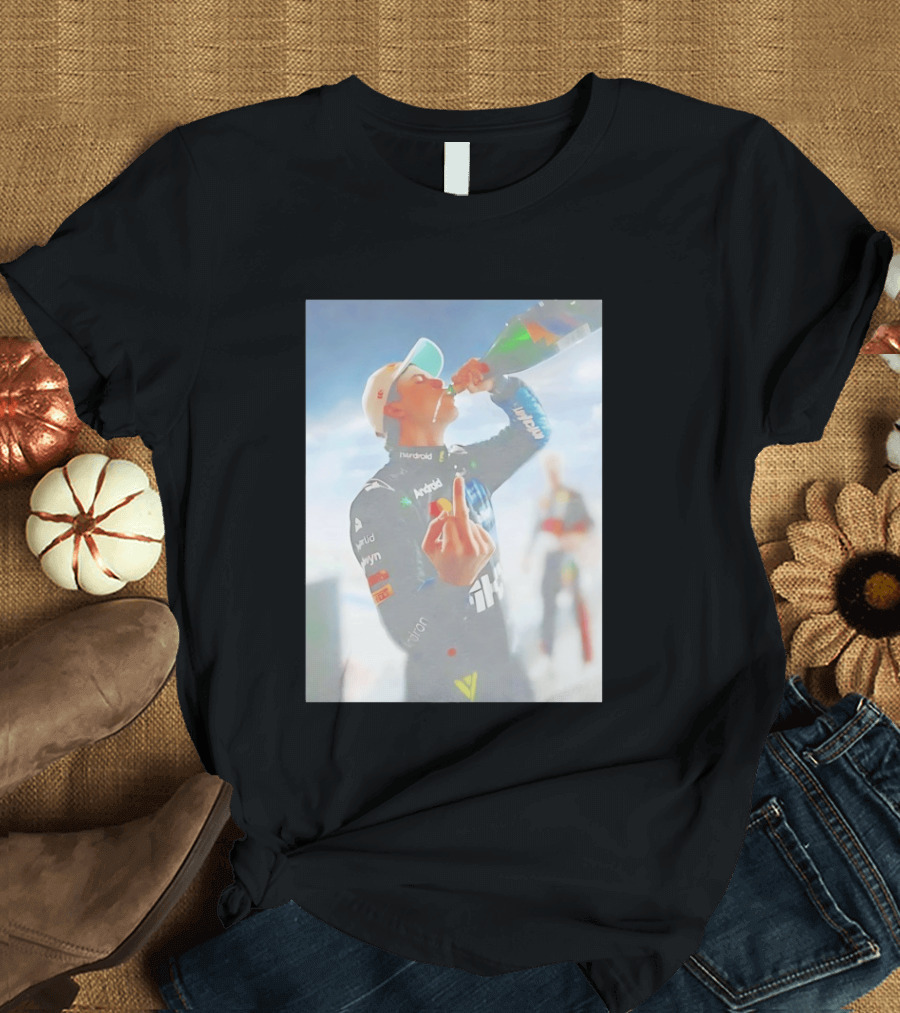 Oscar Piastri 81 Racing Celebration Flipping The Bird Formula One Victory Moment T-Shirt