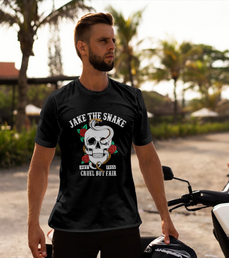 Jake The Snake Skull Roses Born 1955 Cruel But Fair T-Shirt