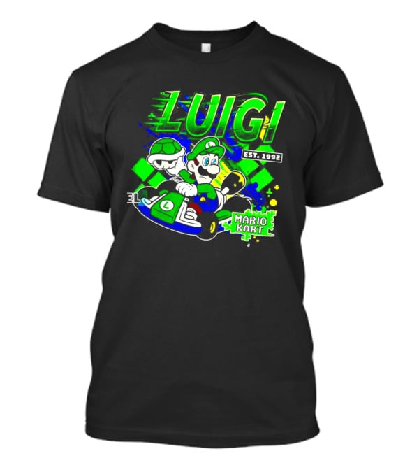 Super Mario Luigi Mario Kart Est 1992 Racing Green T-Shirt