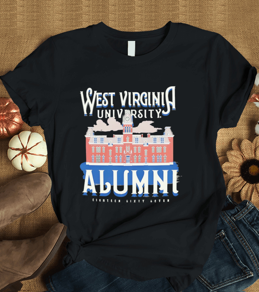 West Virginia University Alumni Eighteen Sixty Seven College Campus Building T-Shirt
