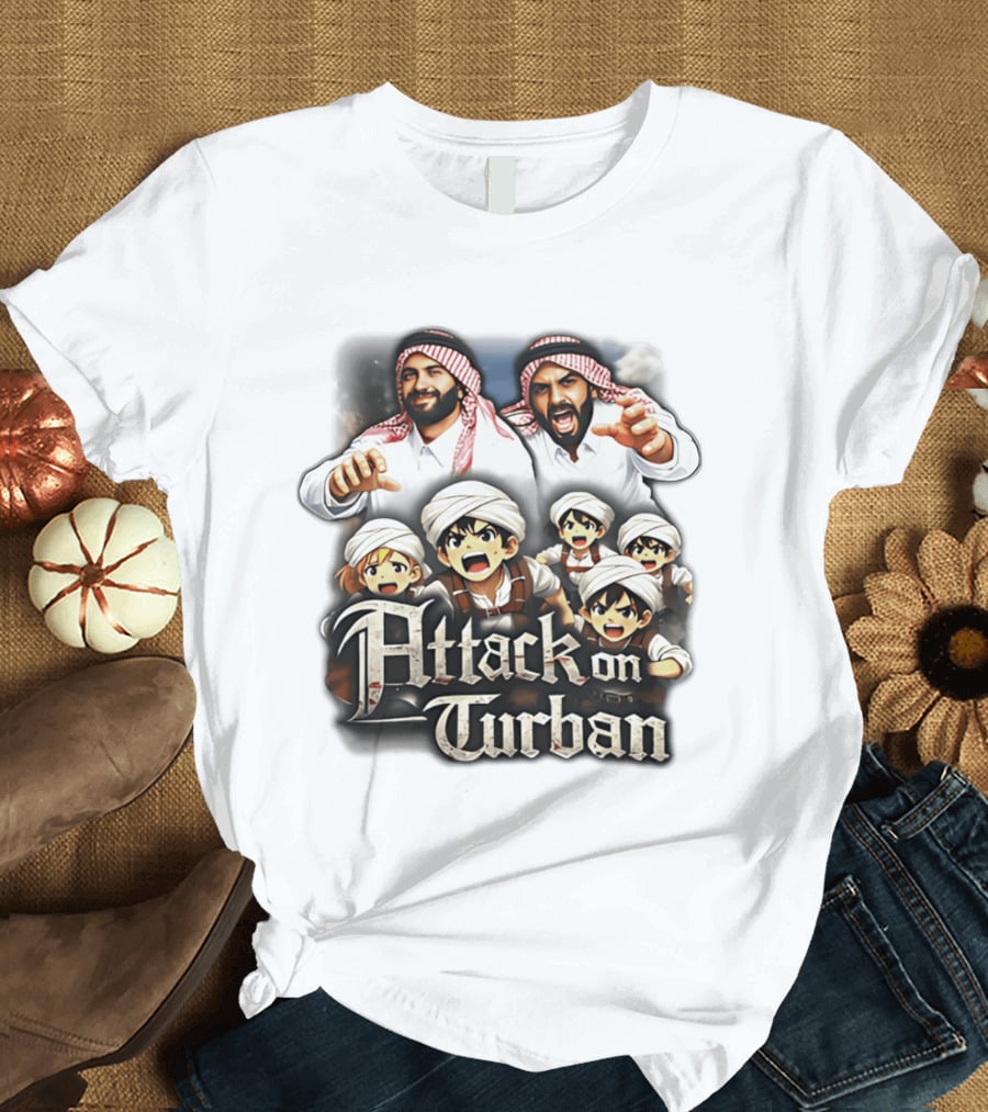 Attack On Turban Anime Characters And Traditional Attire T-Shirt