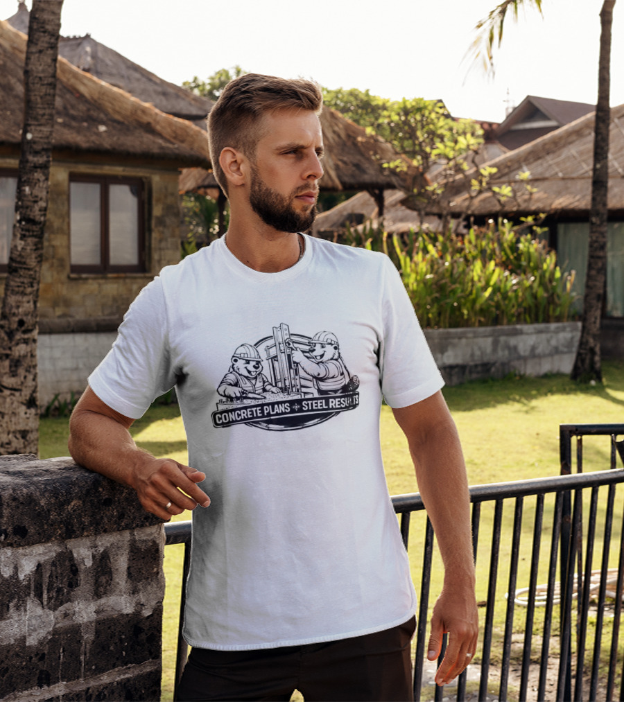 Concrete Plans Steel Results Construction Bear Workers T-Shirt