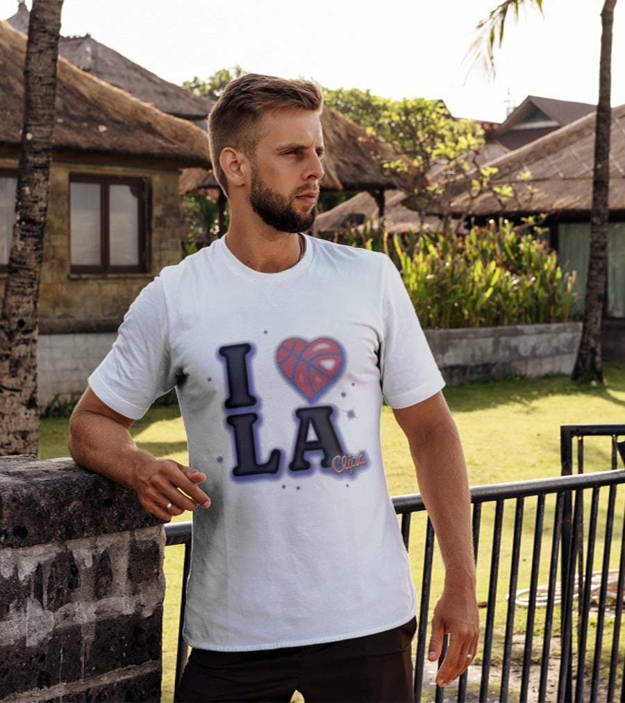 I Love LA Los Angeles Clippers Basketball Heart Logo Clips T-Shirt