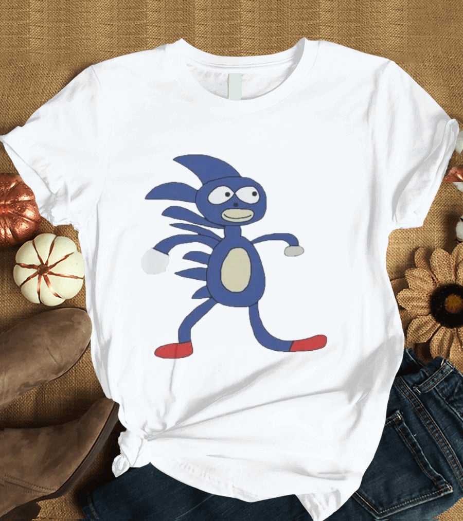 Sanic Meme Blue Hedgehog Parody Drawing T-Shirt