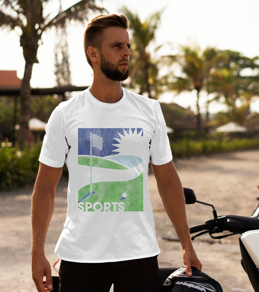Golf Course Scenery Sports Landscape Sun Flag Ball T-Shirt
