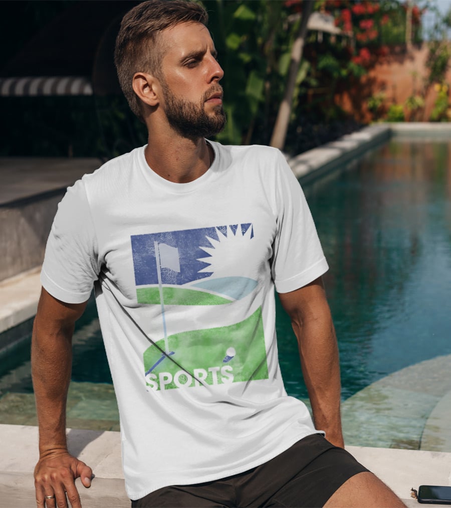 Golf Course Scenery Sports Landscape Sun Flag Ball T-Shirt