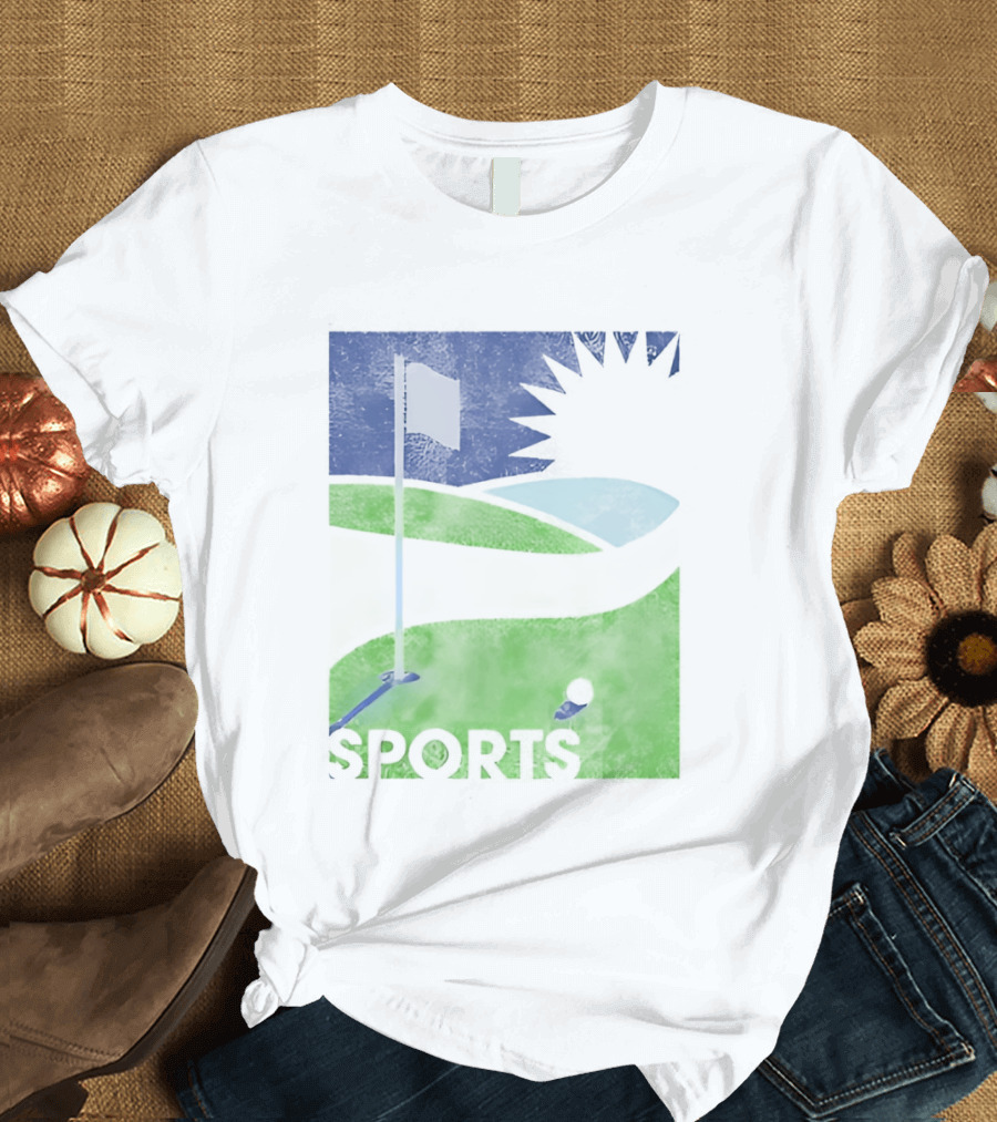 Golf Course Scenery Sports Landscape Sun Flag Ball T-Shirt
