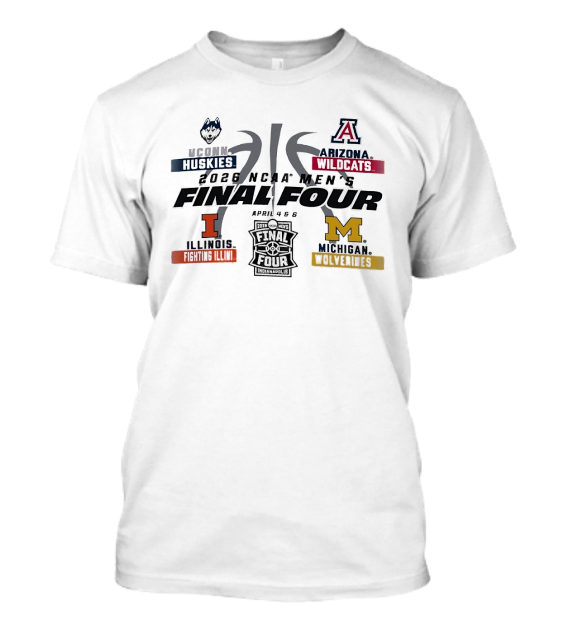 2026 NCAA Men's Final Four UConn Huskies Arizona Wildcats Illinois Fighting Illini Michigan Wolverines T-Shirt