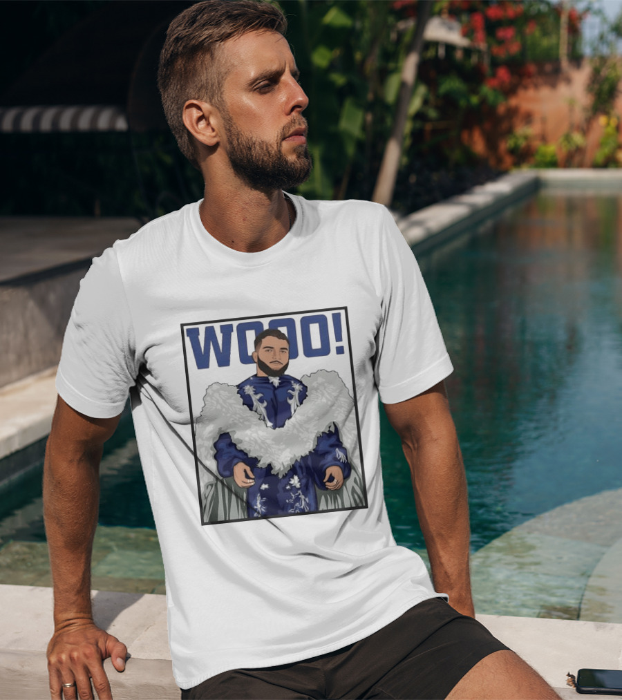 Wooo Skatt Flair New York Giants Iconic Blue Robe T-Shirt