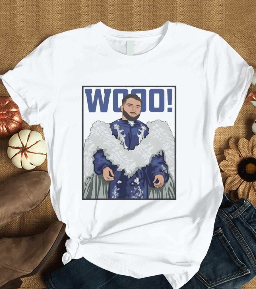 Wooo Skatt Flair New York Giants Iconic Blue Robe T-Shirt